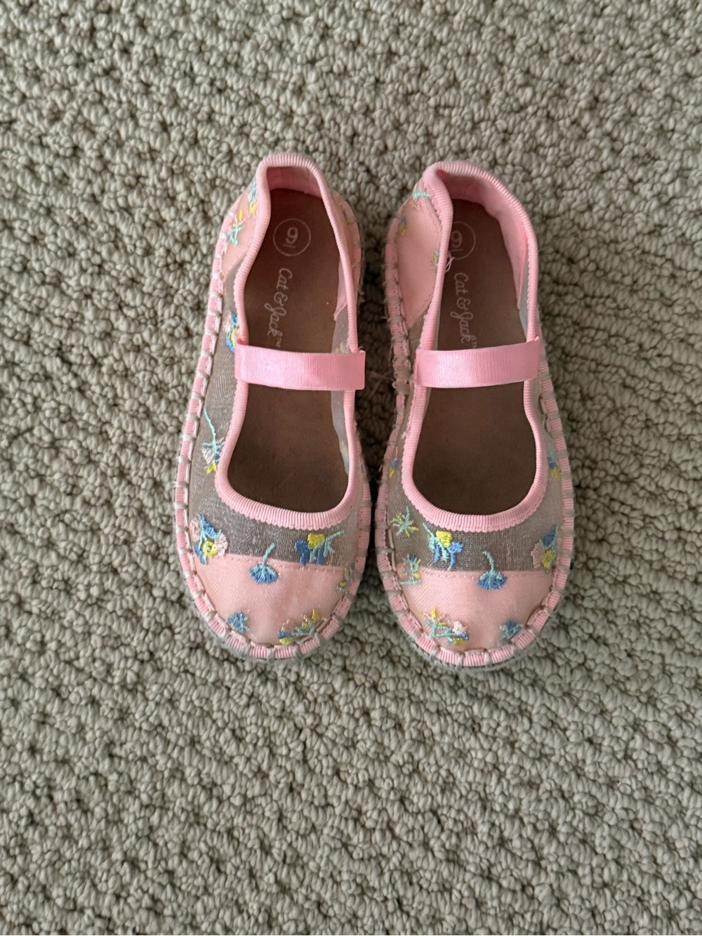 Cat & Jack Pink Floral Mary Jane Espadrilles - Picture 2 of 5